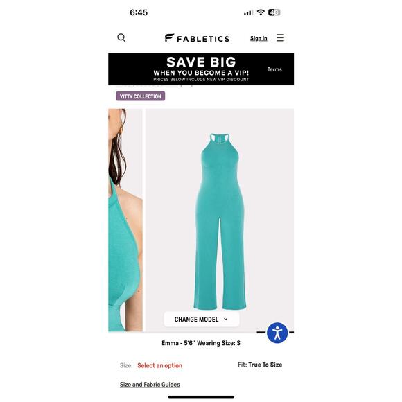 Fabletics Smooth As Hell Mock Neck Halter Jumpsuit Teal Sz XL NWT RETAIL $89.95 - Picture 13 of 15
